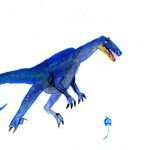 dinosaure bleu aquarelle, pastel gras, bic par Kenzo