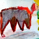 peinture d'animal fantastique au pastel gras