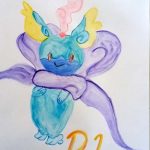 Peinture de Pokemon à l'aquarelle.