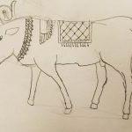 Dieux Egyptiens dessinés par des enfants d'après des figurines.