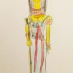 Dieux Egyptiens dessinés par des enfants d'après des figurines.