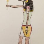 Dieux Egyptiens dessinés par des enfants d'après des figurines.