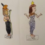 Dieux Egyptiens dessinés par des enfants d'après des figurines.